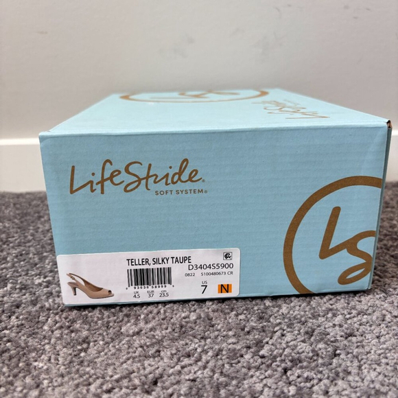 Life Stride Women's 7 Teller Light Beige Neutral Slingback Peep Toe Pumps NIB - Picture 13 of 13